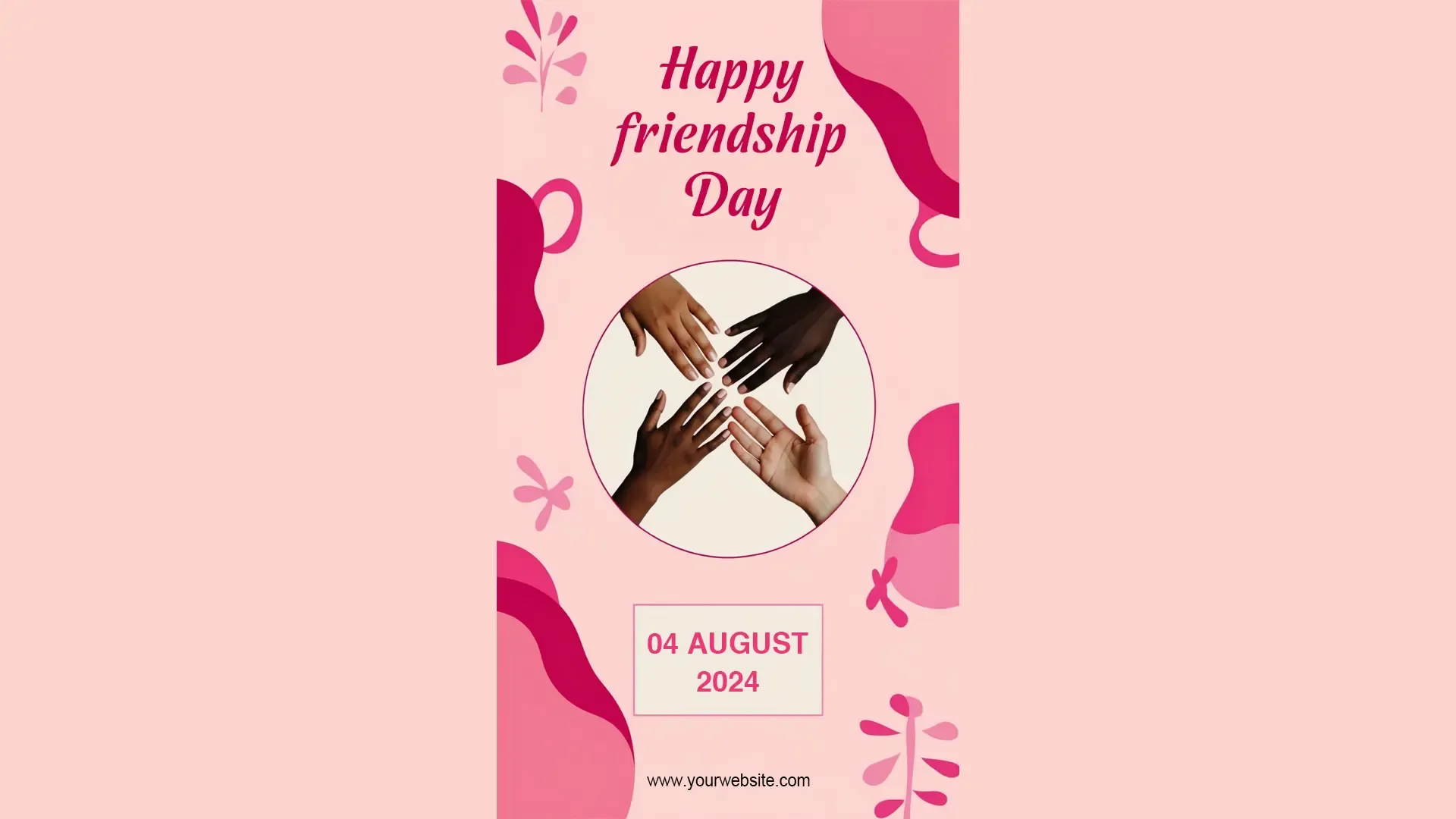 Friendship Day Celebration Card with Diverse Hands for Instagram Story image